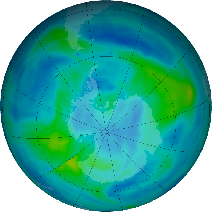 Antarctic ozone map for 29 March 2014